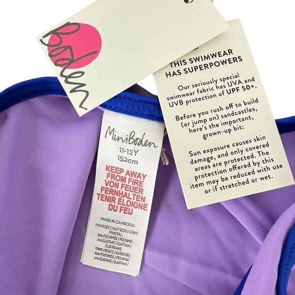 Boden Girls Rainbow Heart One-Piece Swimsuit size 11-12 NEW - Picture 3 of 5